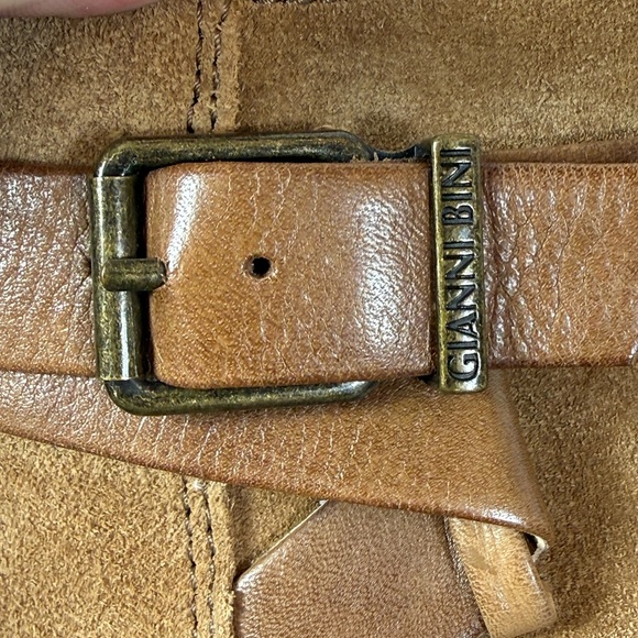 Gianni Bini Suede Leather Camel Nubuck Ankle Boots W/ Straps Boho Boots Size 8 - Picture 9 of 12